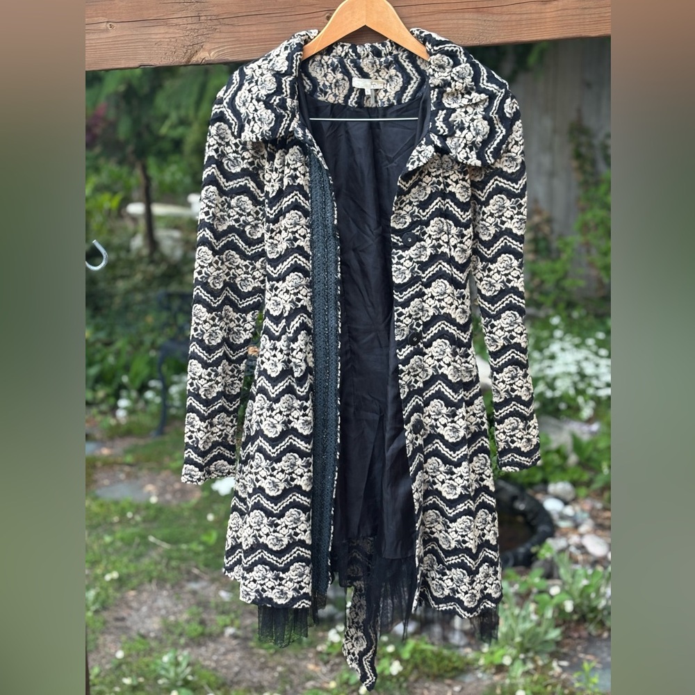 Lace jacket, open front cardi, Anthropologie brocade, tulle, lace coat, boho